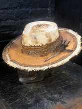 Load image into Gallery viewer, Boho rock straw hat  "Up side down , down side up “