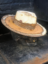 Load image into Gallery viewer, Boho rock straw hat  "Up side down , down side up “