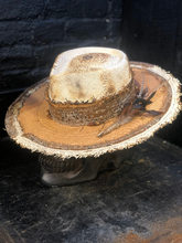 Load image into Gallery viewer, Boho rock straw hat  &quot;Up side down , down side up “
