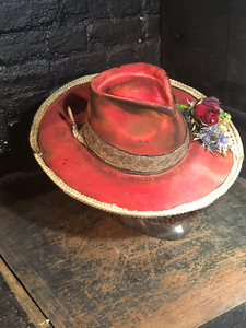 Vintage Rare Custom Hat , "RED Rattle Rose”